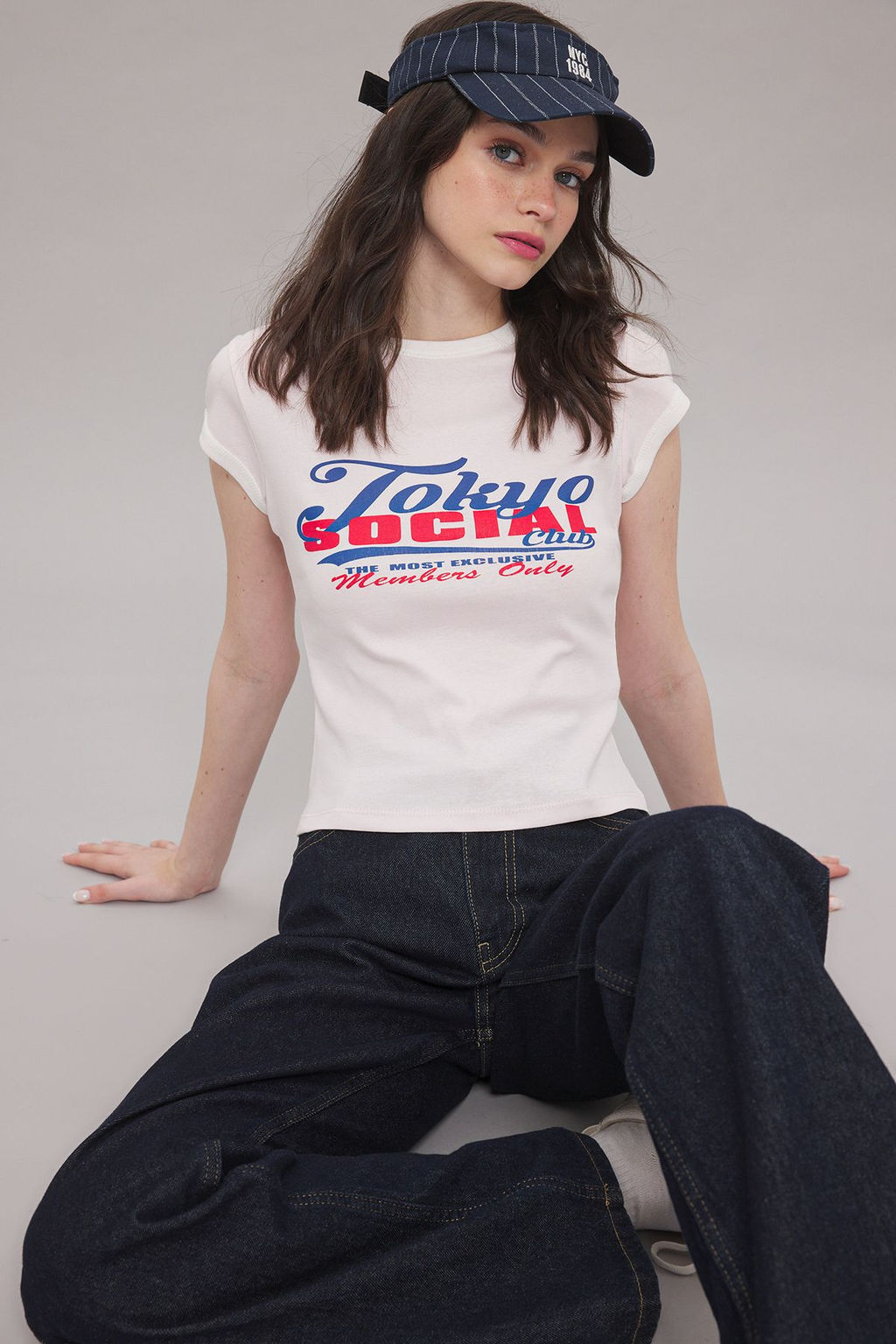 Pembe Slogan Bask? Renk Bloklu Fitted/Vucuda Oturan Orme T-Shirt TWOSS25TS00094