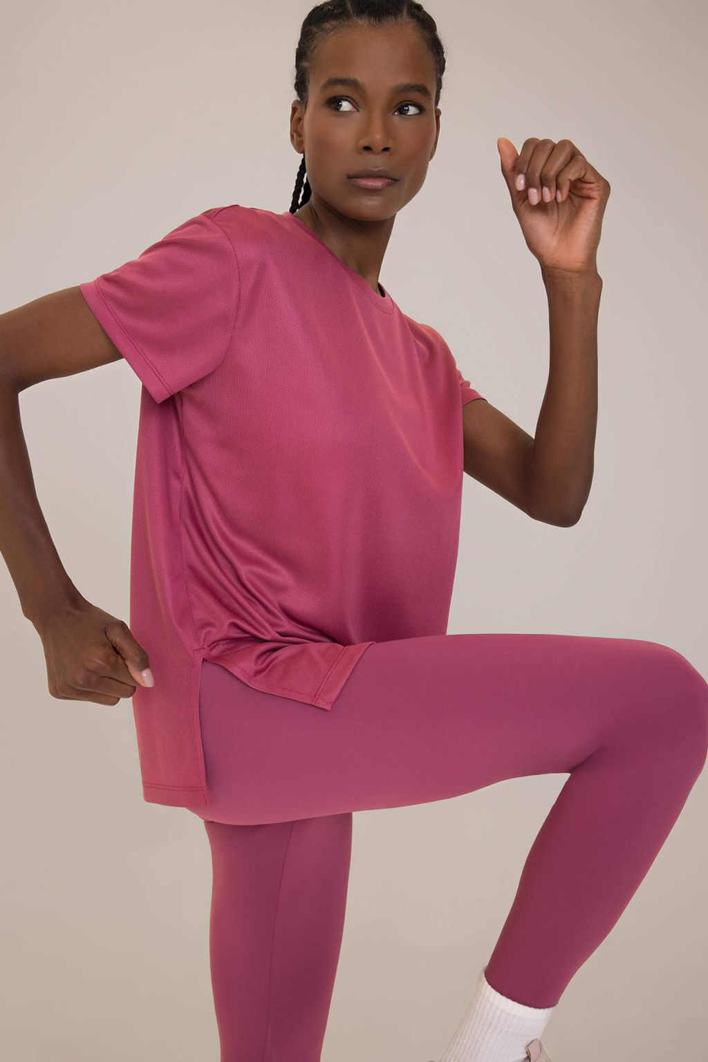 DeFactoFit Oversize Genis Kal?p Bisiklet Yaka Sporcu K?sa Kollu Tisort  фото 6