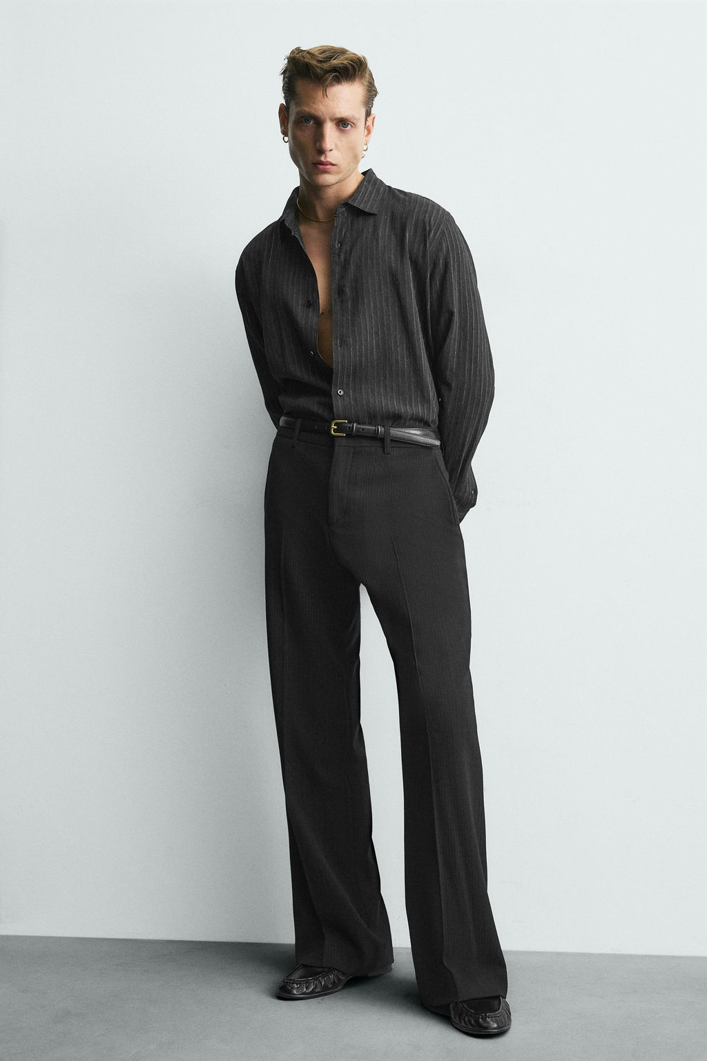 LIMITED EDITION SHINY STRIPED FLOWING SHIRT - Zara фото 7