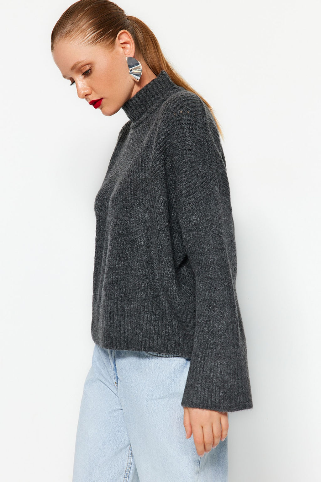 Indigo Yumusak Dokulu Basic Triko Kazak TWOAW22KZ0474 - Trendyolmilla фото 13