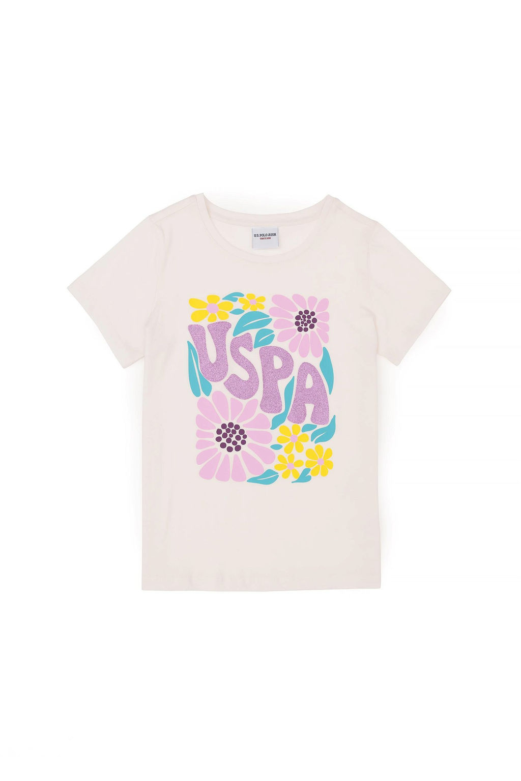 Футболка цвета экрю для девочек с круглым вырезом Неожиданная скидка в корзине - U.s. polo assn фото 2