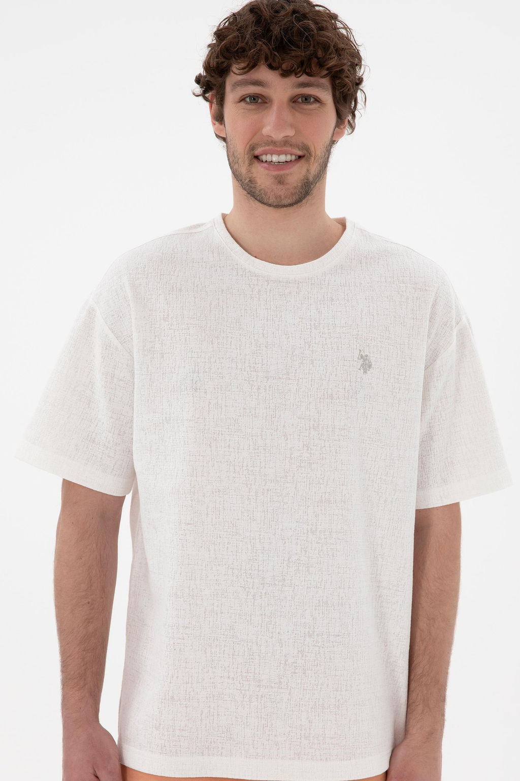 Erkek Comfort Fit Bisiklet Yaka Ekru Jakarl_ _nterlok Ti__rt Sepette S_rpriz _ndirim - U.s. polo assn фото 3