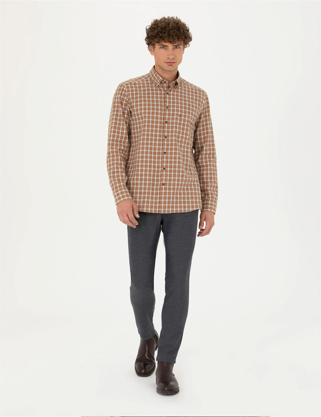 Kahverengi Regular Fit Uzun Kollu G_mlek - Pierre cardin фото 4