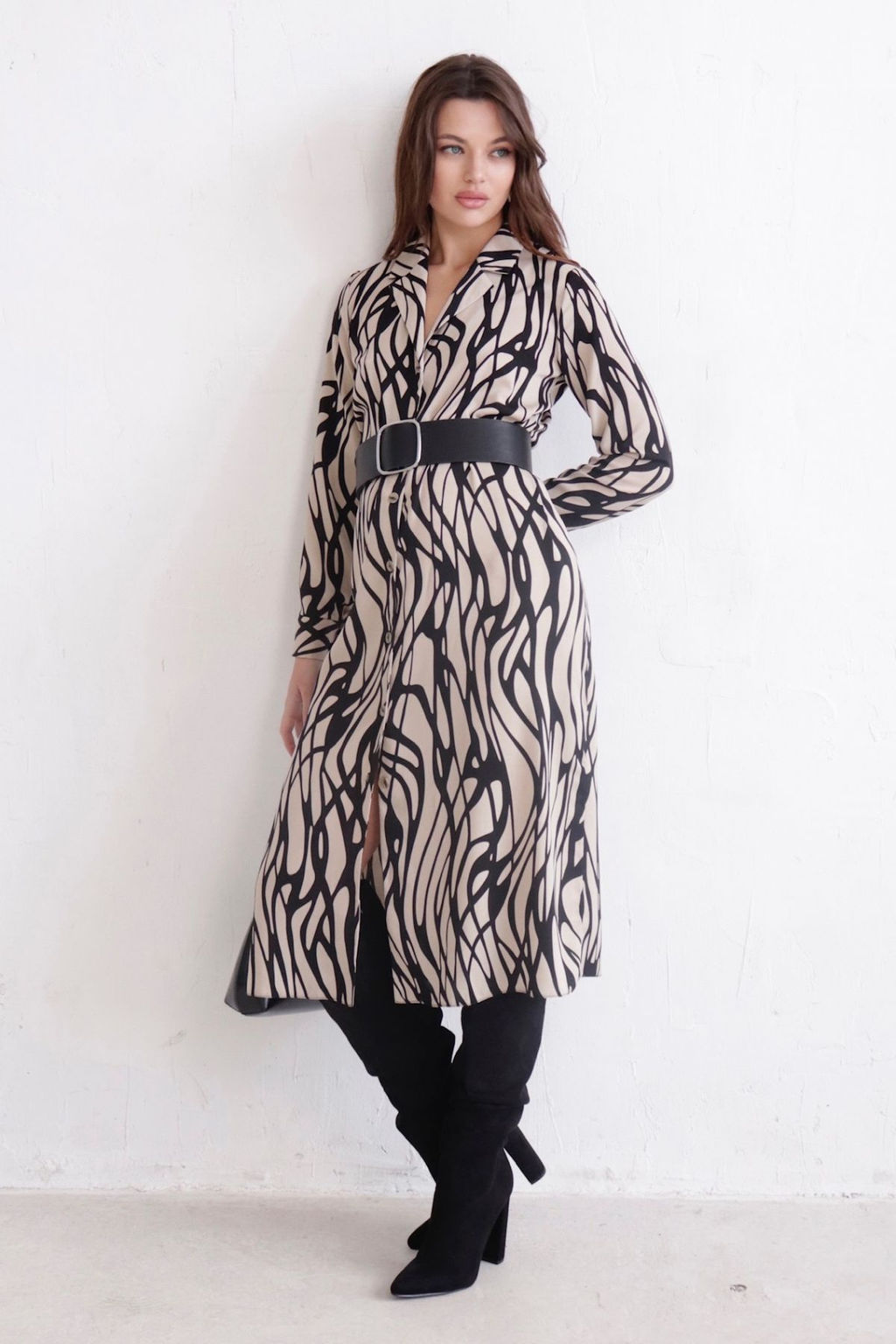 Платье-рубашка с английским воротником принт - Martichelli фото 365