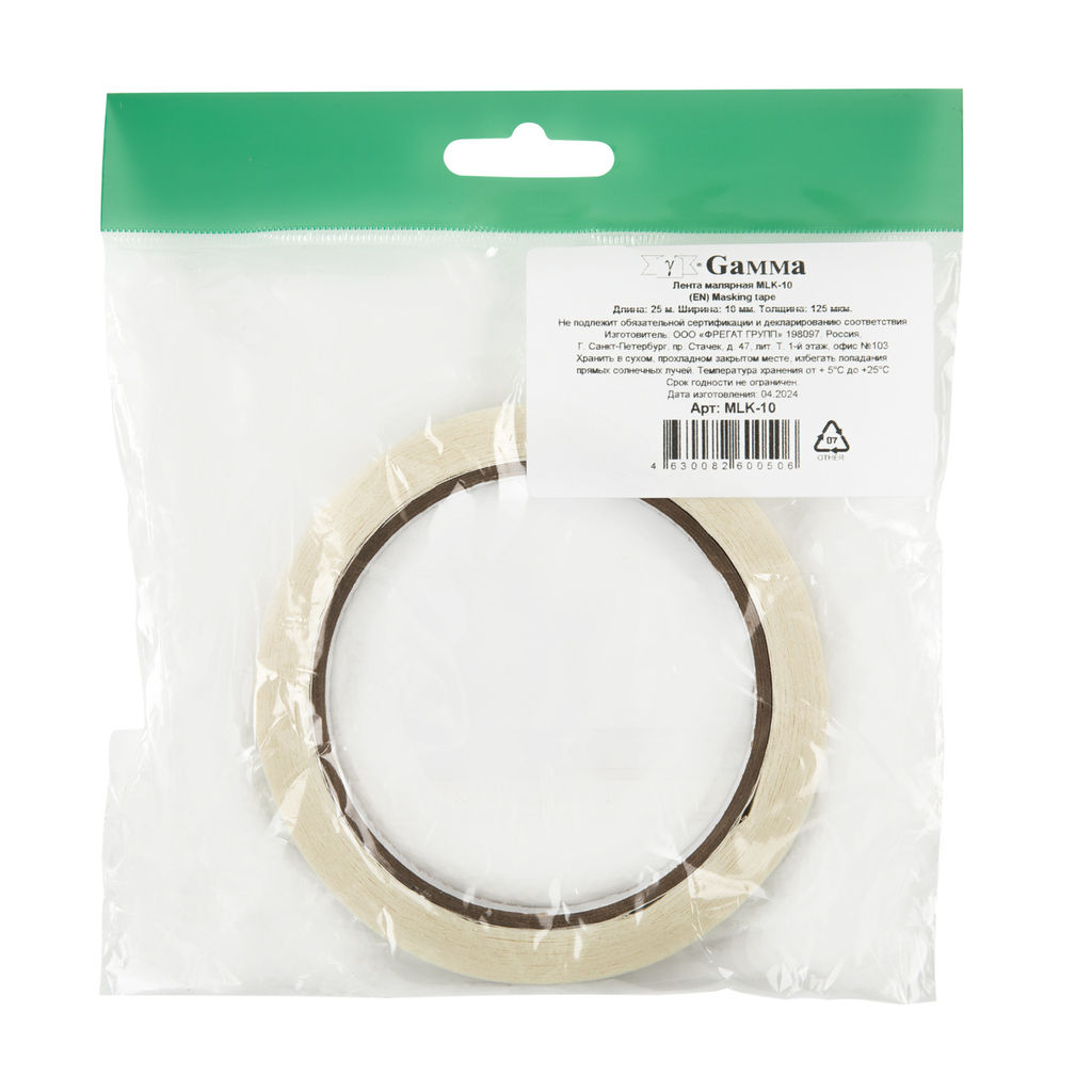 Gamma Лента малярная MLK-10 10 мм х 25 м белый