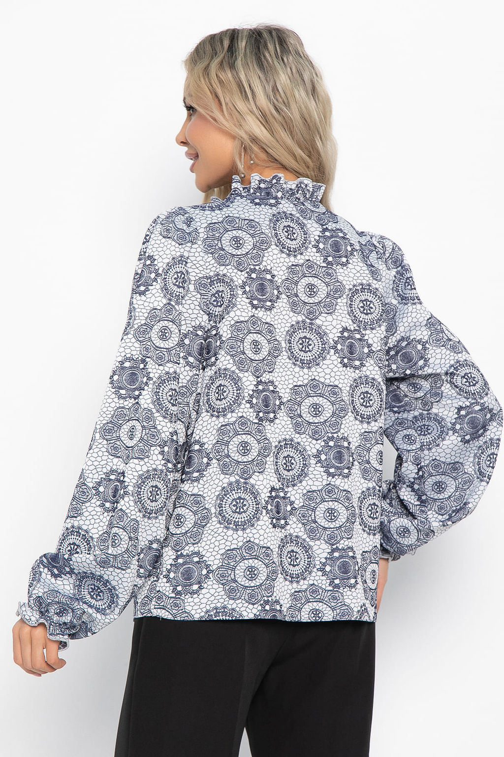 Блуза Доменика (серо-синяя) Б15016-18М