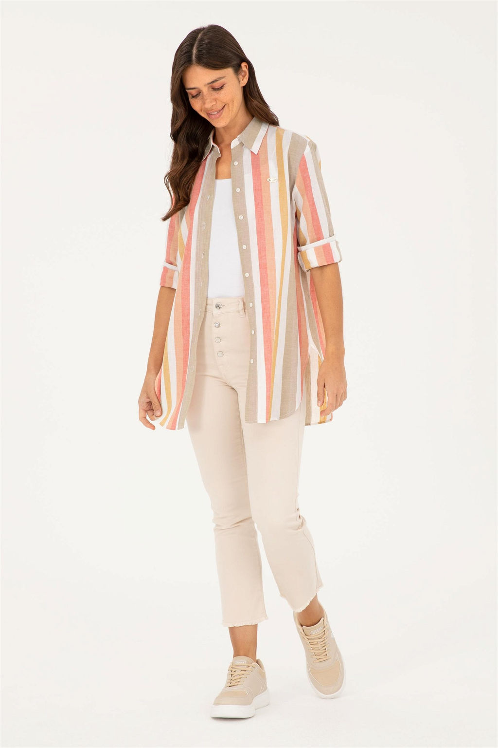 Женская пудровая рубашка с длинным рукавом Неожиданная скидка в корзине - U.s. polo assn фото 4