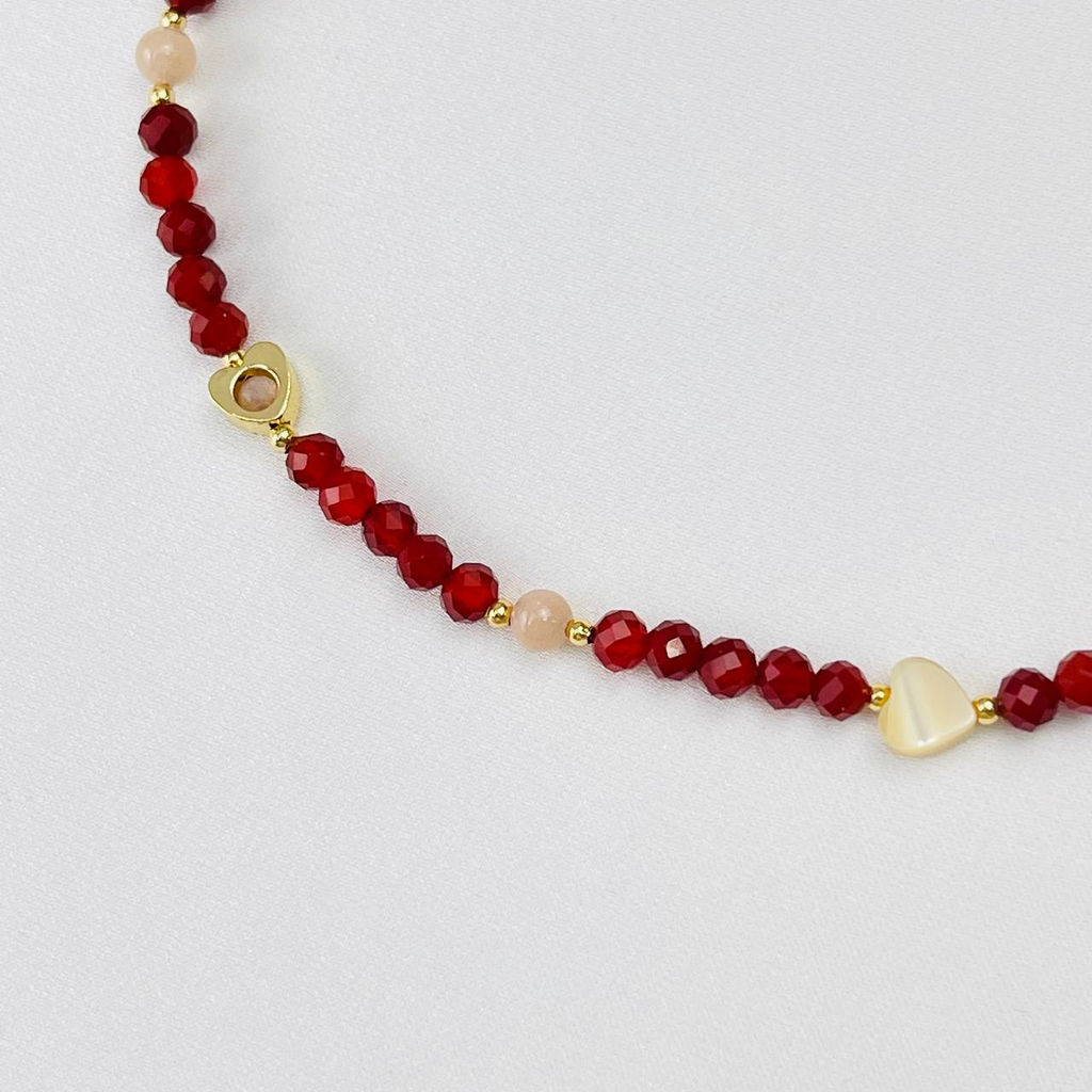 Бусы детские из Сердолика, Лунного камня и Перламутра 35 см +