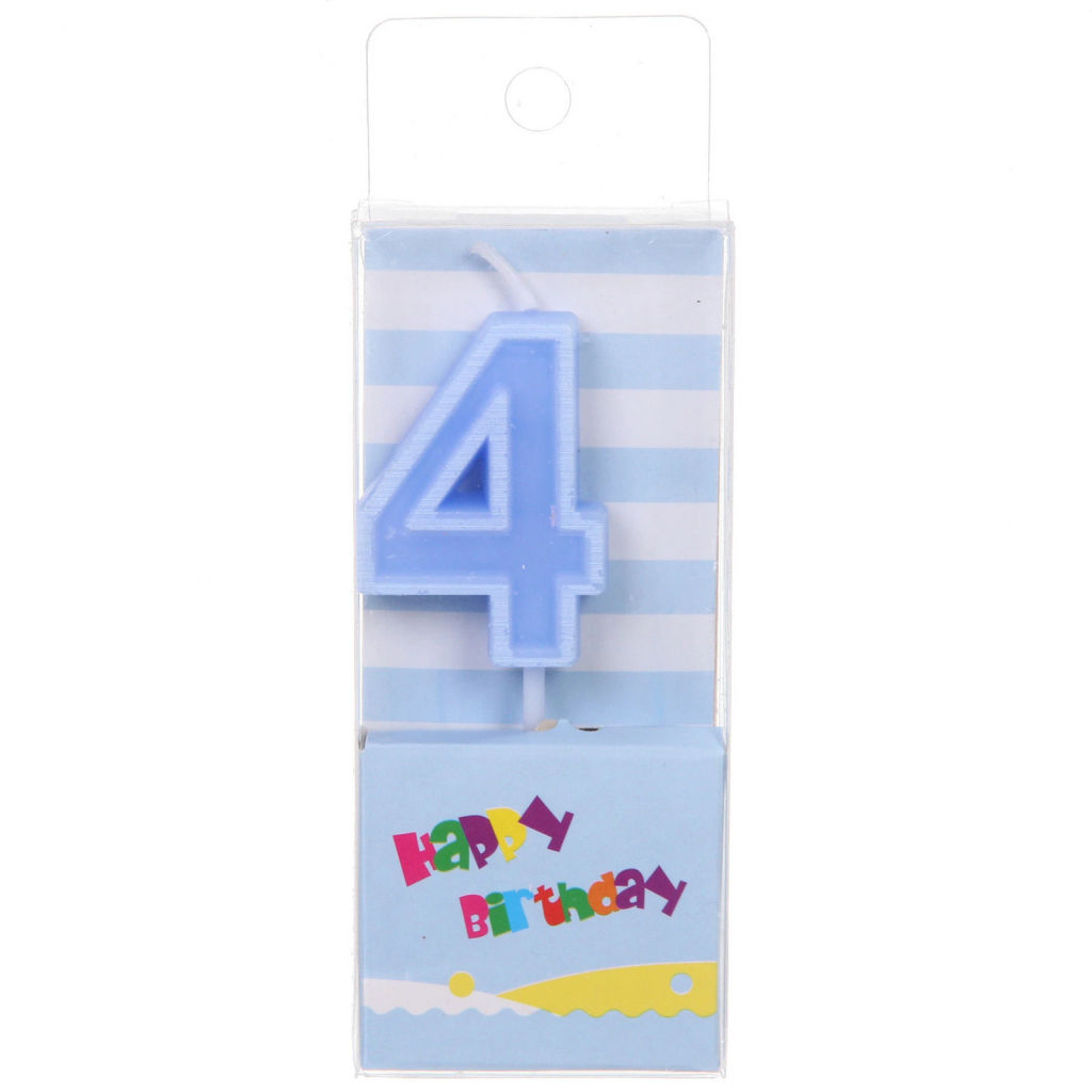 Свеча для торта Цифра Яркий праздник "4" 7,5 см