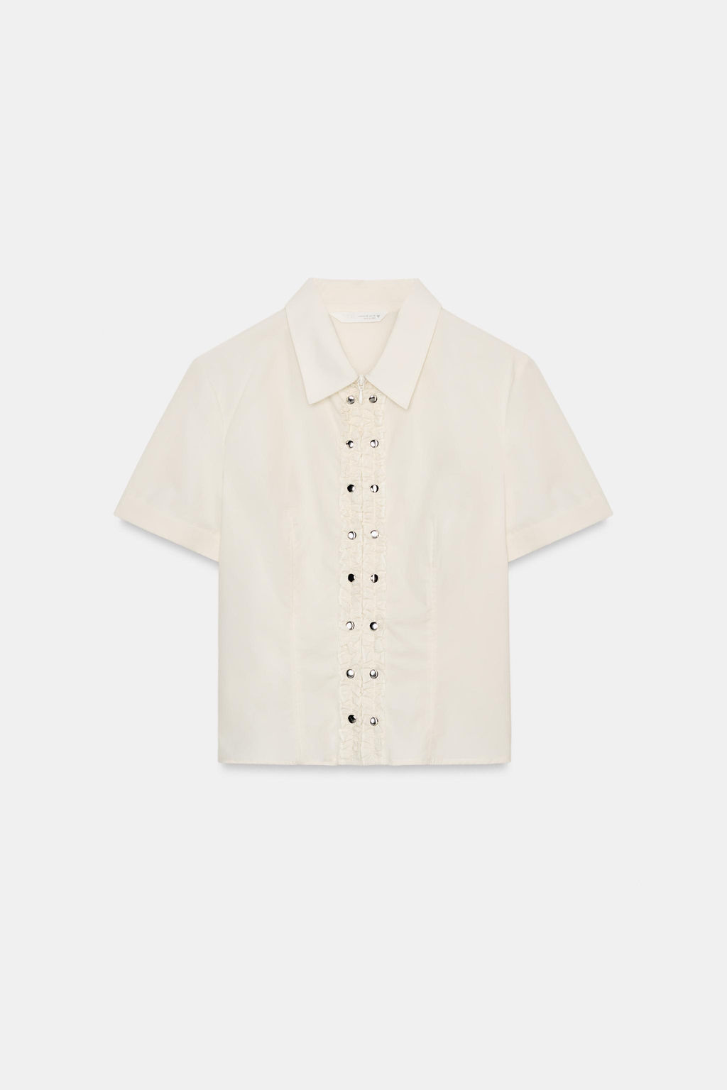 CAMISA POPEL?N VOLANTES TACHAS / Crudo - Zara фото 4