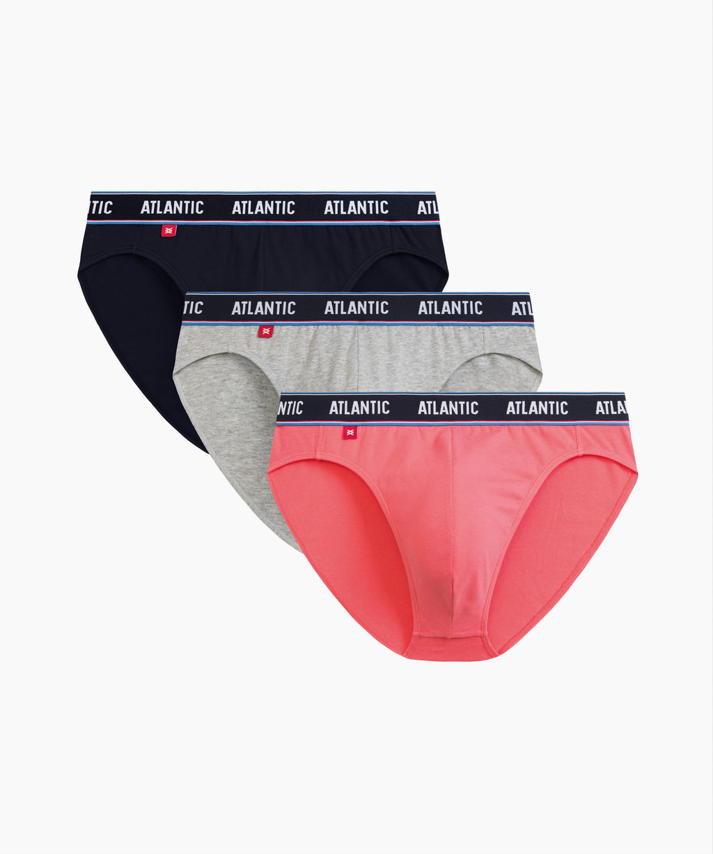 ATLANTIC 3MP-200 Трусы спорт Solid Summer - набор 3 шт. темно-синий + коралловый + серый меланж