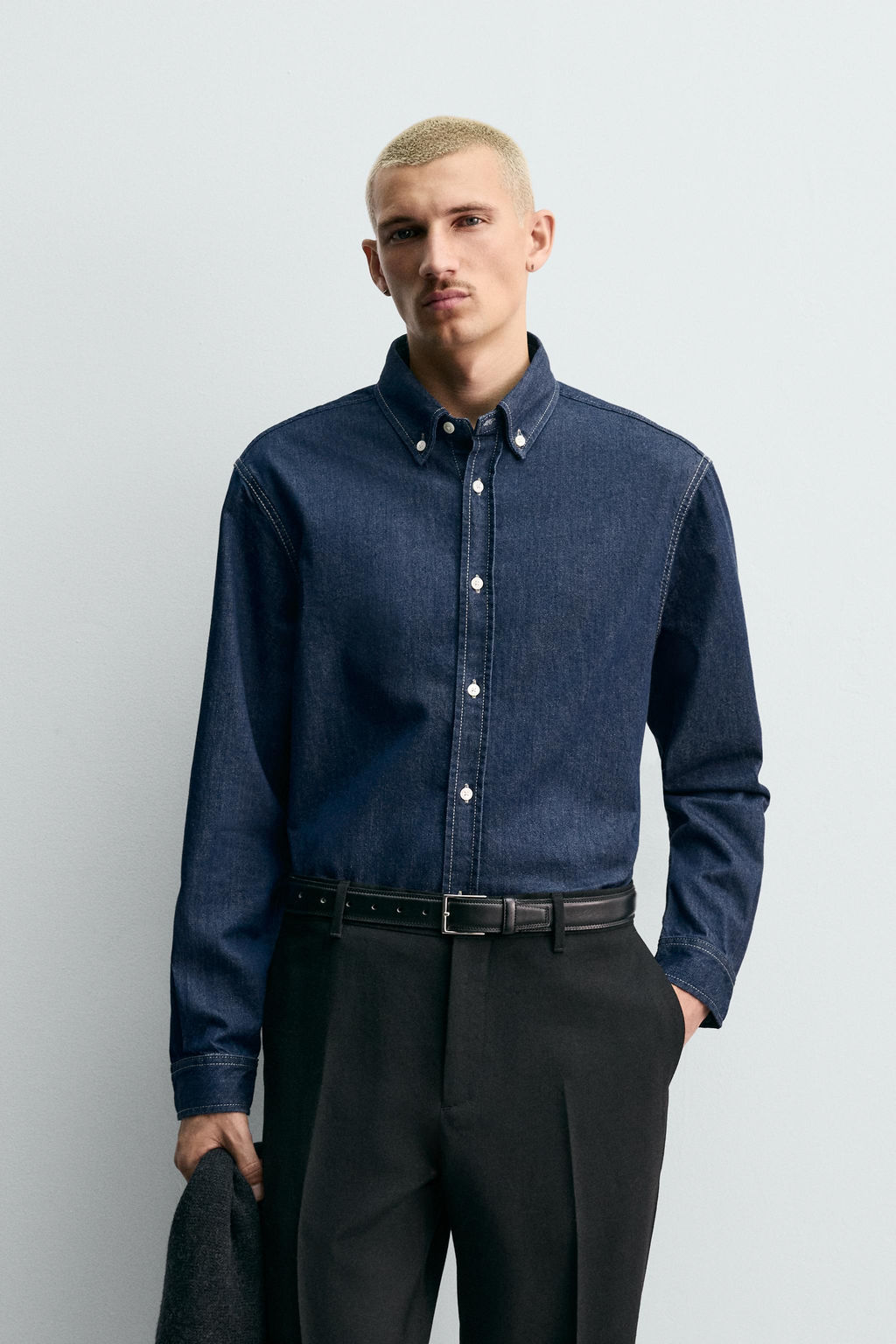 COTTON - CASHMERE DENIM SHIRT - Zara фото 2