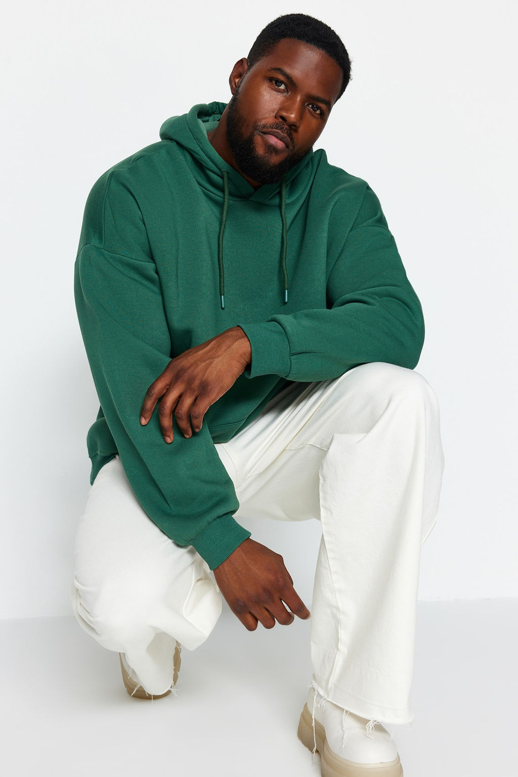 TRENDYOL MAN Antrasit Buyuk Beden Oversize Basic Rahat Kapusonlu Etiketli Ici Polarl? Sweatshirt TMNAW24AO00000 - Trendyolmilla фото 2