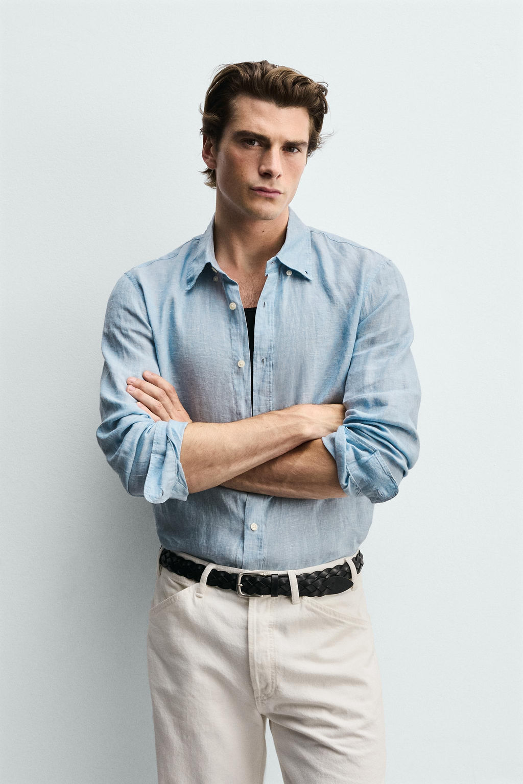 CAMISA REGULAR FIT 100% LINO / Azul / Verde - Zara фото 2