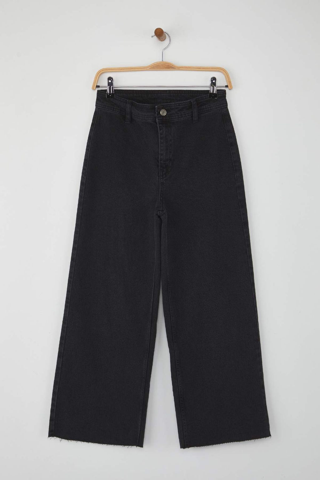 Siyah Yuksek Bel Pacas? Kesikli Comfort Culotte Jeans TWOAW26JE00048 - Trendyolmilla фото 5