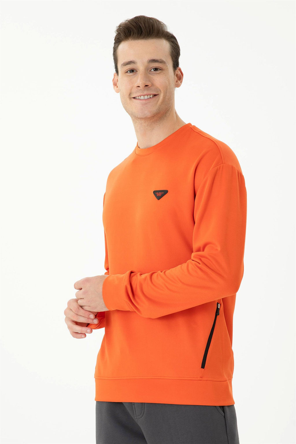 U. S. Polo Assn / Мужской оранжевый комфортный свитшот с круглым вырезом - U.s. polo assn фото 8