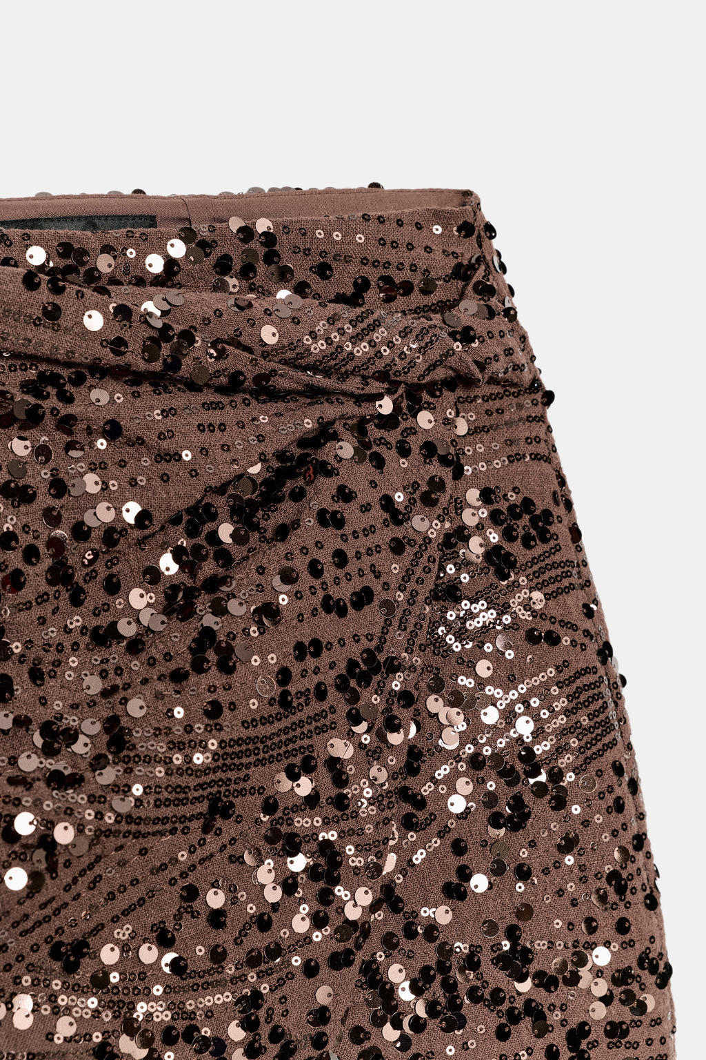 FALDA PANTAL?N MINI LENTEJUELAS NUDO / Marr?n - Zara фото 9