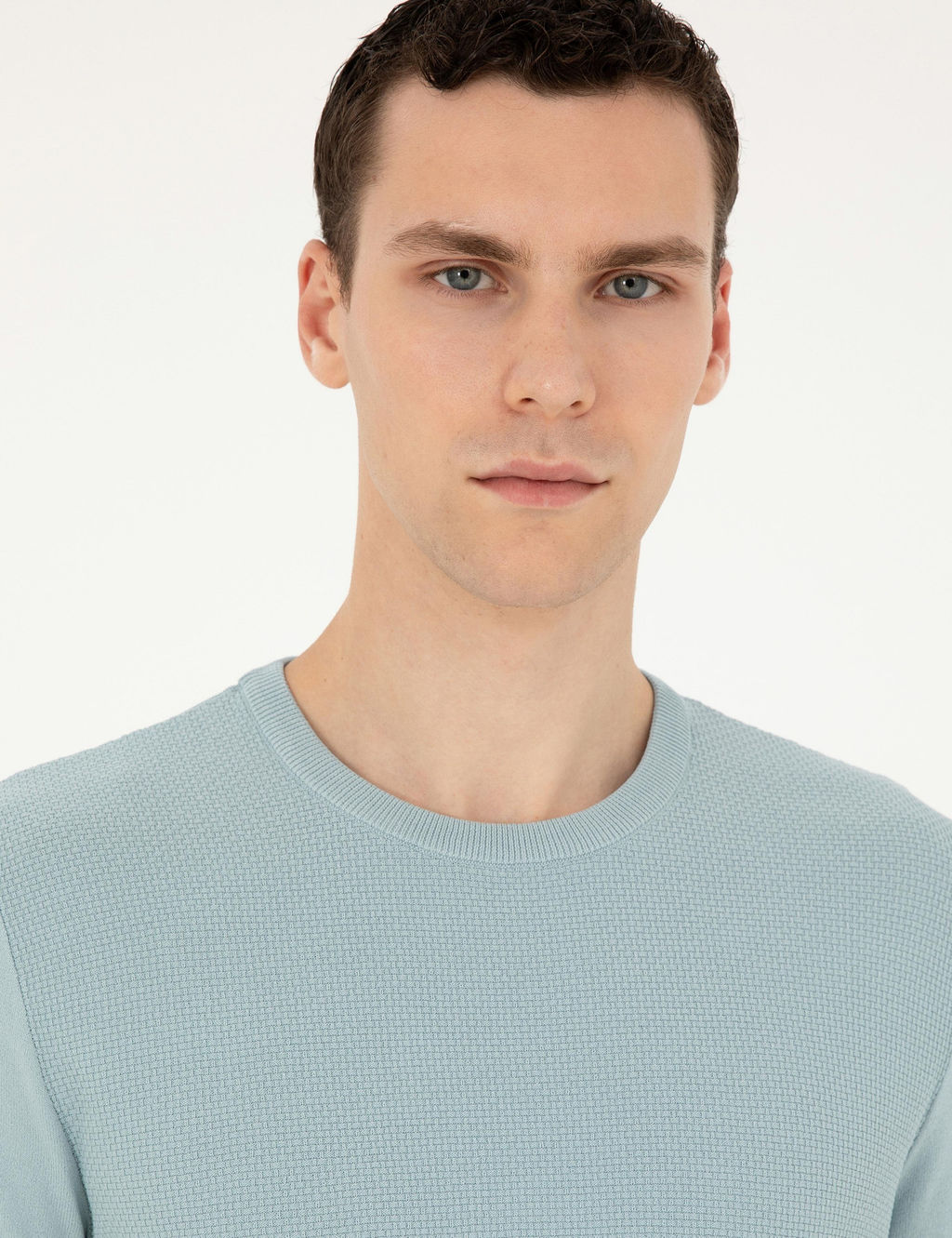 A__k Mavi Slim Fit Bisiklet Yaka Triko Ti__rt - Pierre cardin фото 2