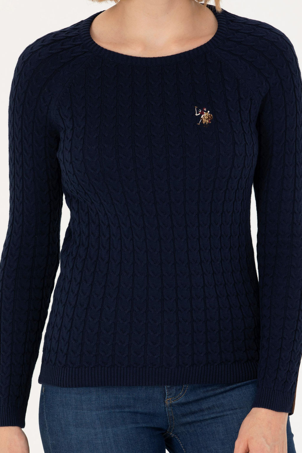 Женский базовый свитер темно-синего цвета с круглым вырезом Неожиданная скидка в корзине - U.s. polo assn фото 13