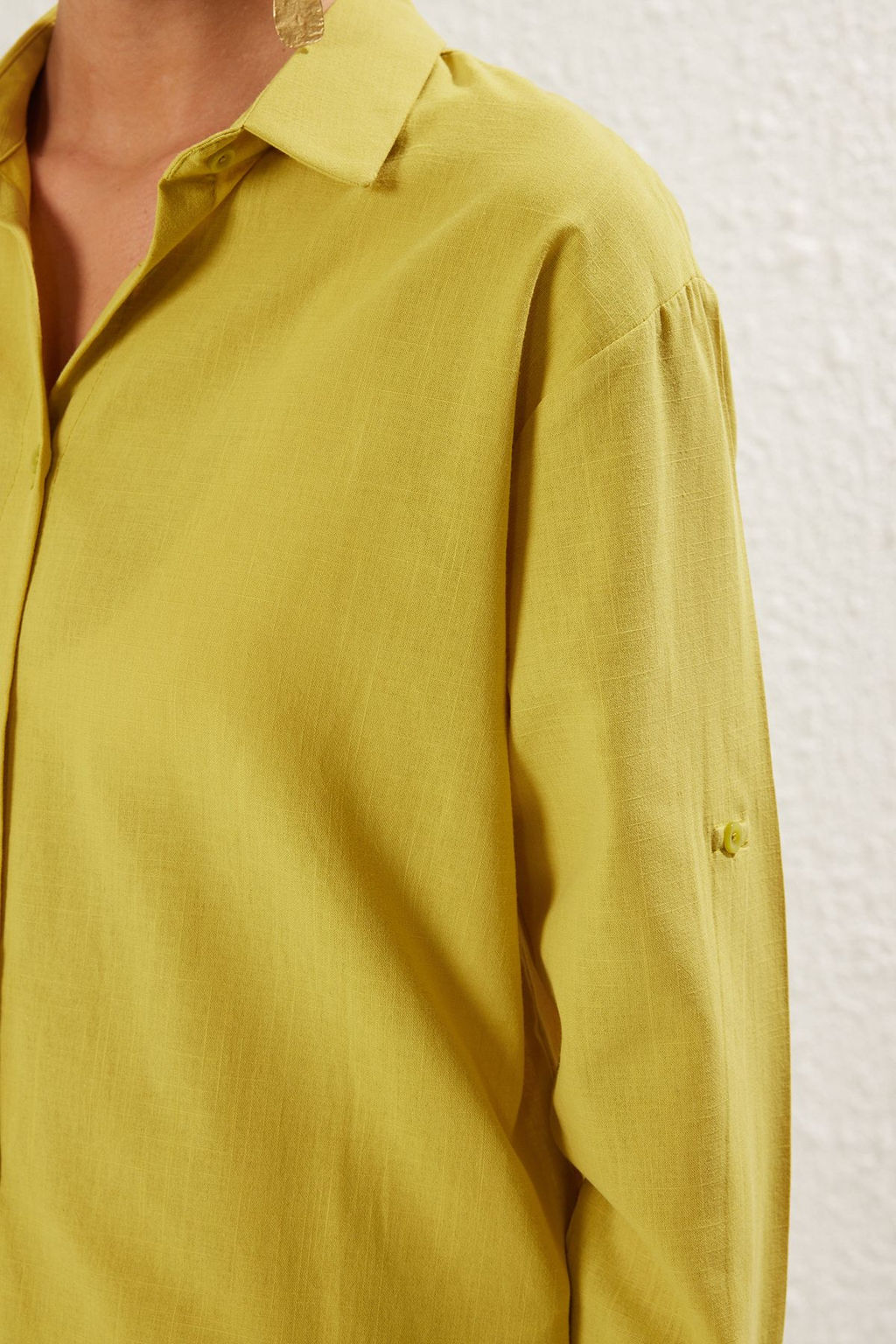 TRENDYOLMILLA Mint Dokuma Flaml? Pamuk Plaj Gomlegi TBESS25GO00012 фото 10