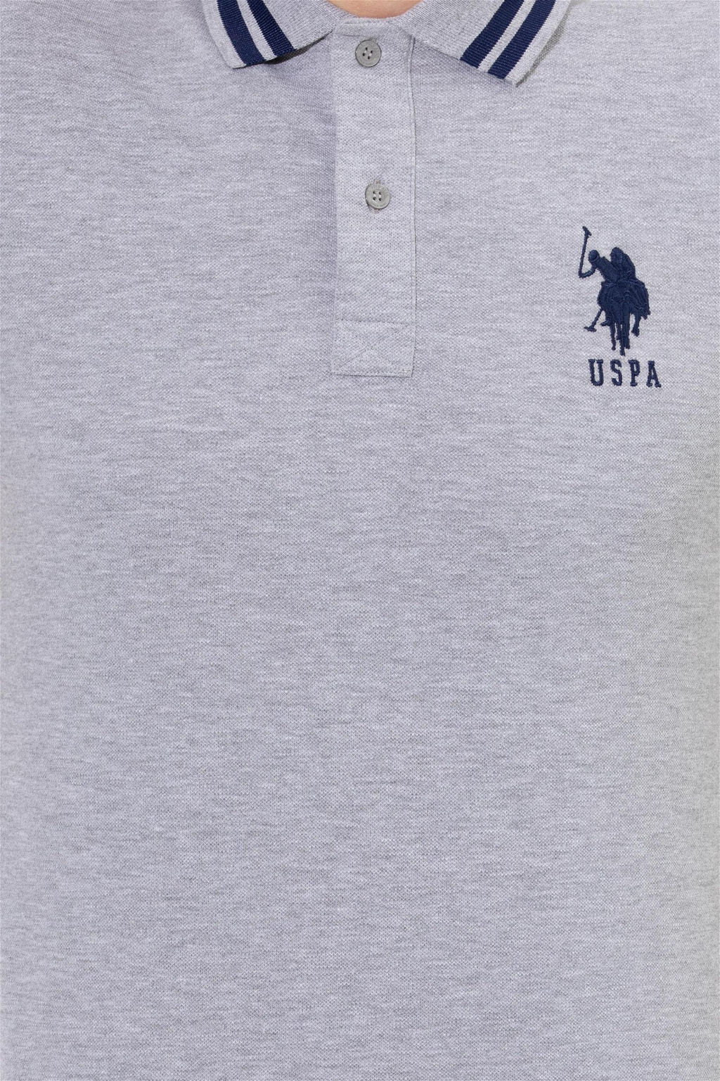 U. S. Polo Assn Мужская серая меланжевая базовая футболка с воротником-поло - U.s. polo assn фото 12