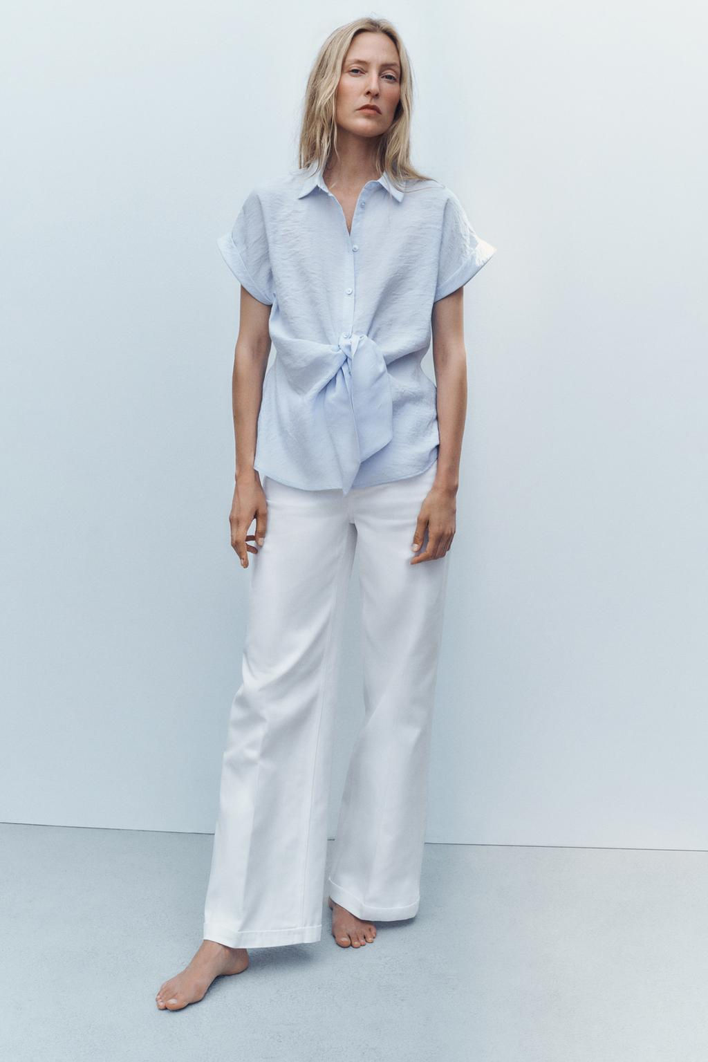 Z1975 MID-WAIST WIDE-LEG JEANS WITH PLEATS - Zara фото 7