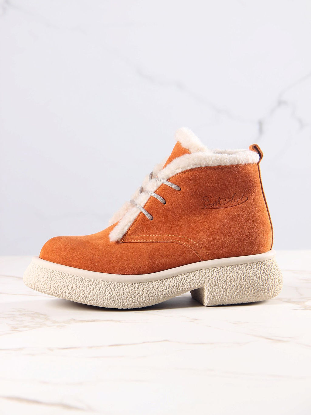 Ботинки 308.агатаw. мандарин замша з /шерсть