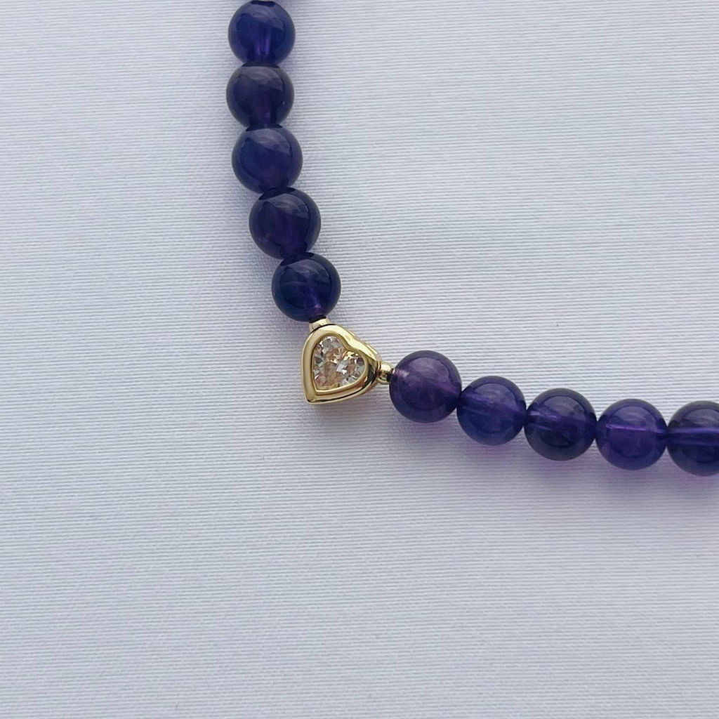 Бусы из Аметиста со вставкой "Сердце" 40 см +