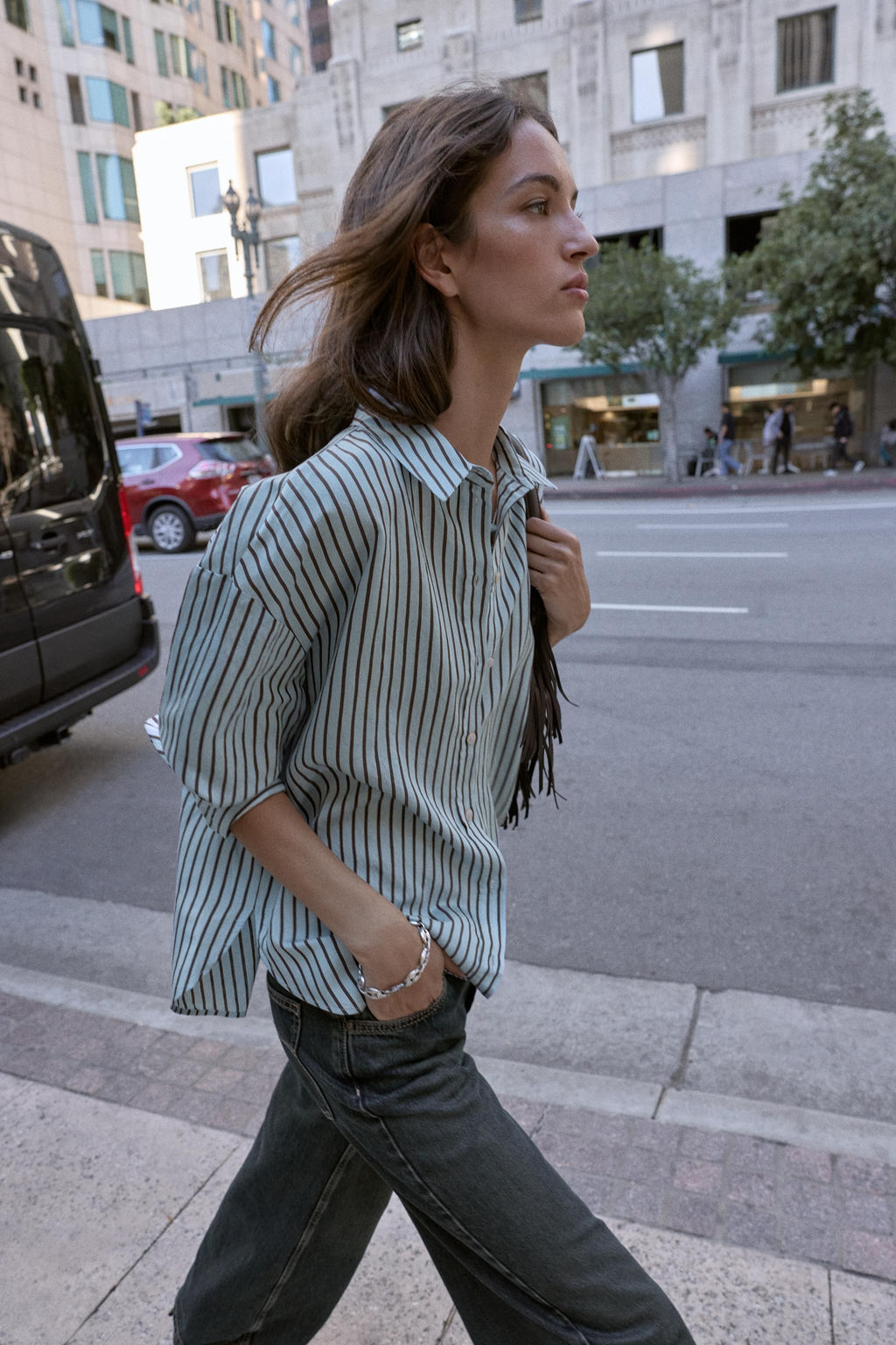 OVERSIZE STRIPED POPLIN SHIRT - Zara фото 3