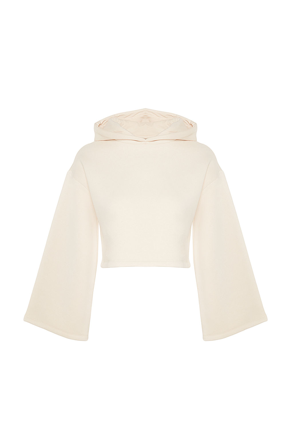 Ac?k Tas Kal?n Ici Polarl? Rahat Kesim Crop Ispanyol Kol Kapusonlu Orme Sweatshirt TWOAW24SW00284