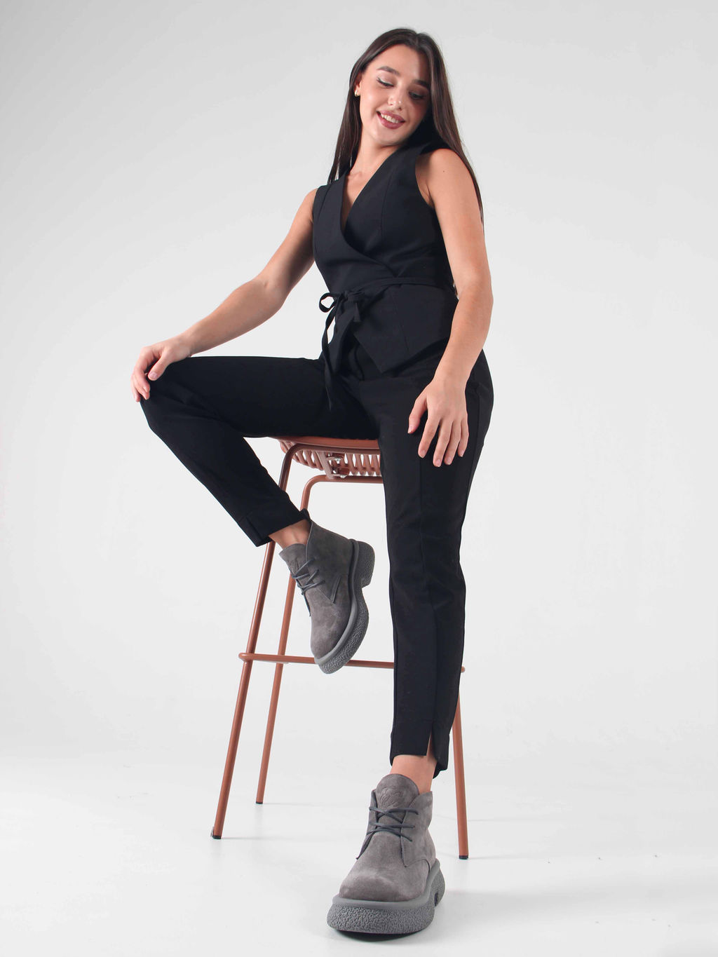 Ботинки 308.агата gr. серый замок замша б/Байка