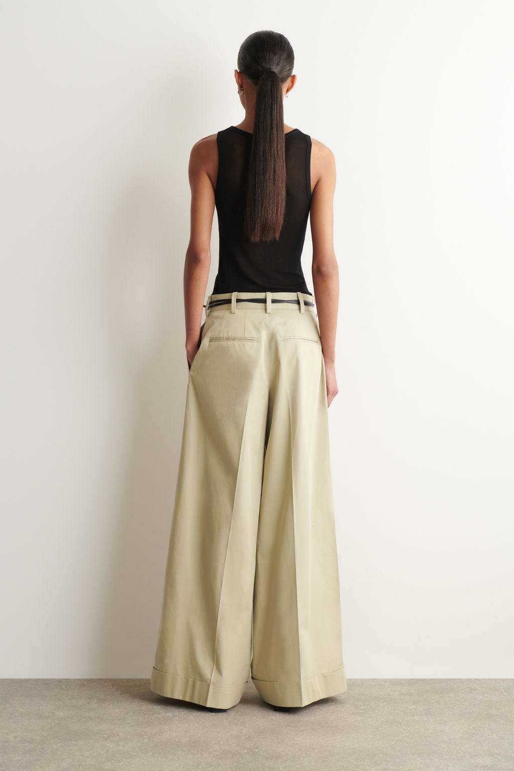 PANTAL?N WIDE LEG DE TWILL DE ALGOD?N