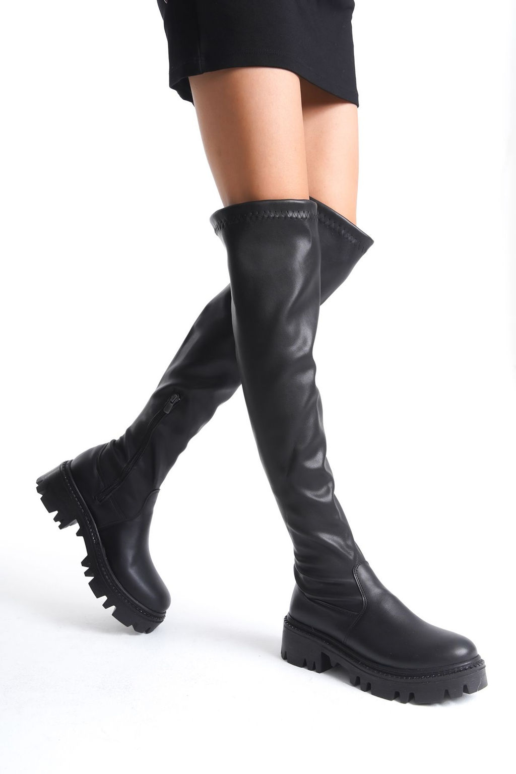 Trendyolmilla Shoes Siyah Strec Diz Ustu Kal?n Taban Kad?n Cizme TAKAW25CZ00014  фото 6