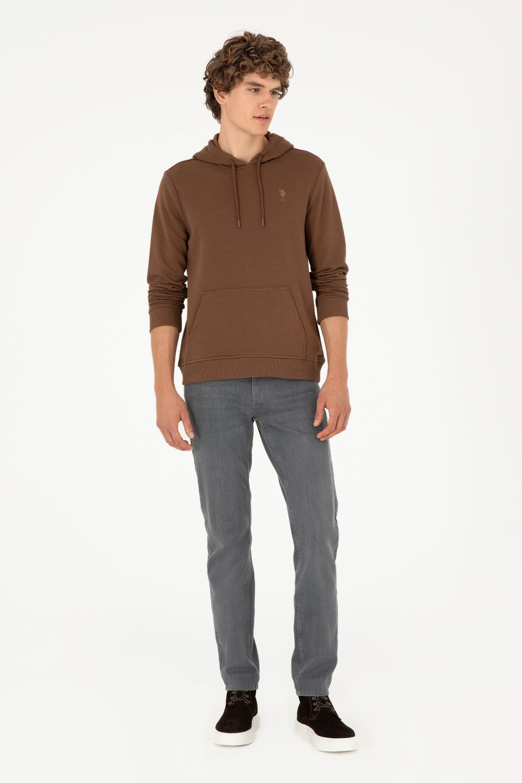 Мужской коричневый базовый свитшот - U.s. polo assn фото 4