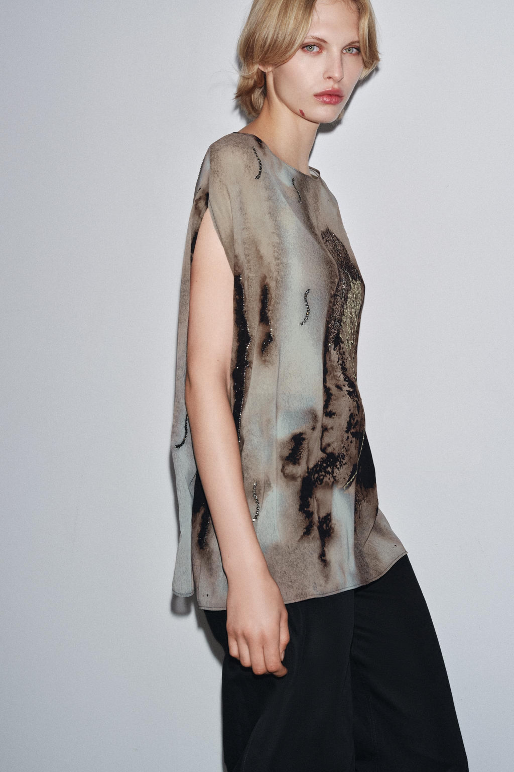 PRINTED BEADED TOP - Zara фото 2