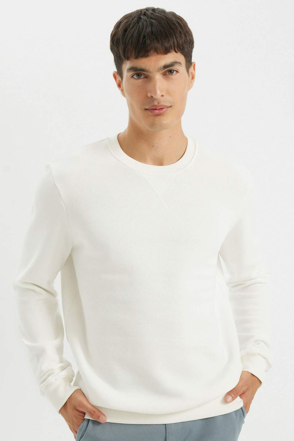 Regular Fit Bisiklet Yaka Kal?n Basic Duz Sweatshirt - Defacto фото 13