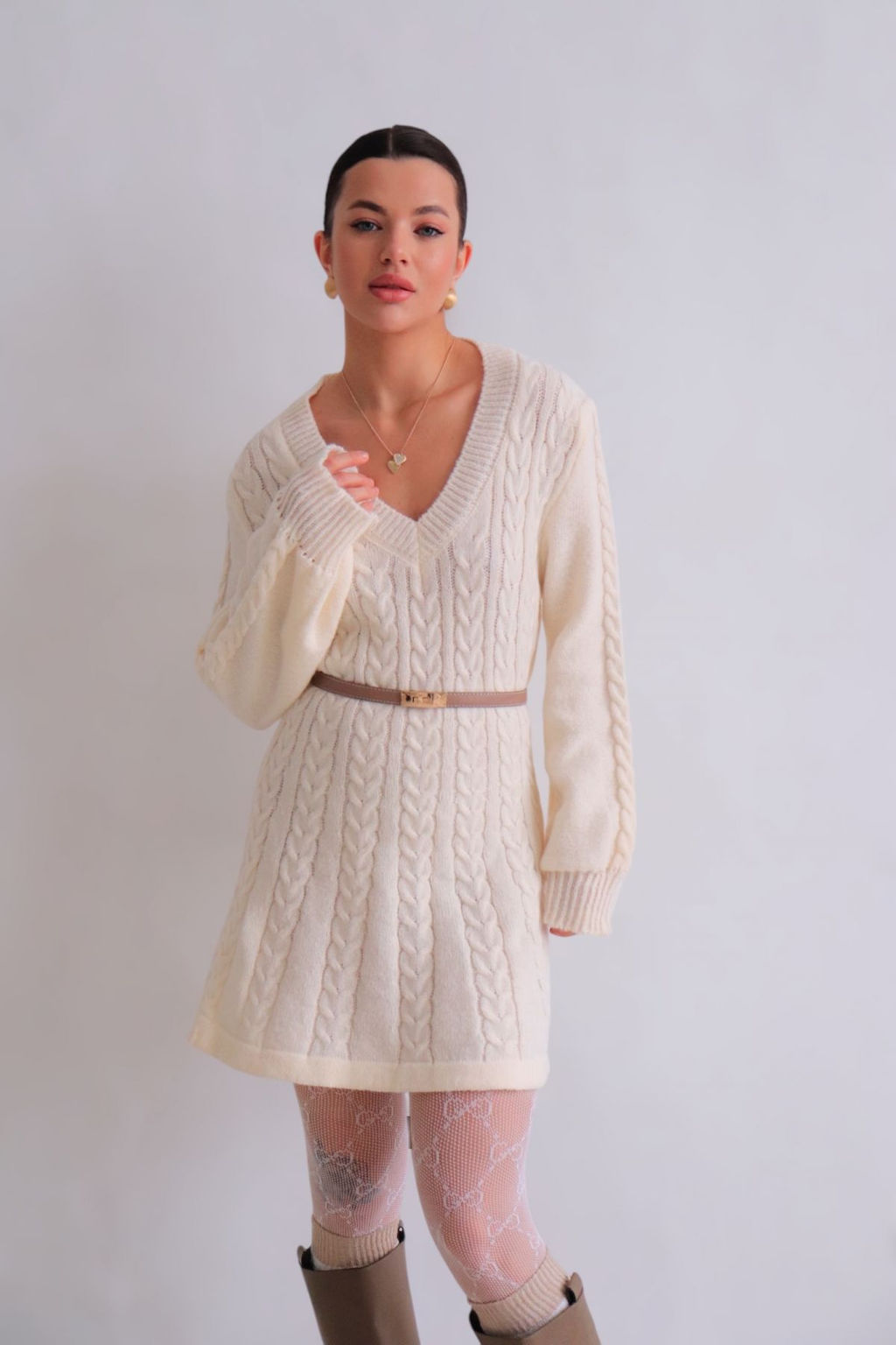 Martichelli Платье вязаное с косами айвори  фото 11