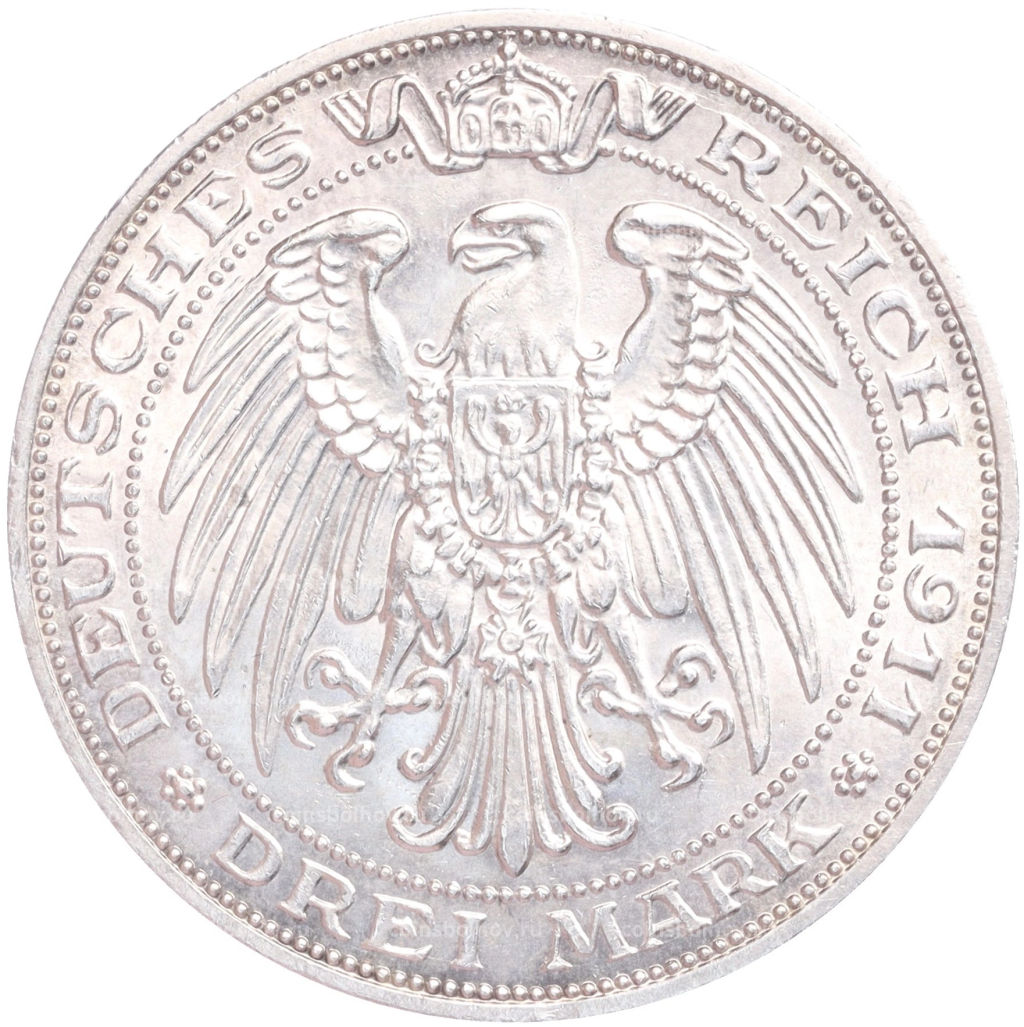 3 марки 1911 года А Германия (Пруссия) Бреславский университет