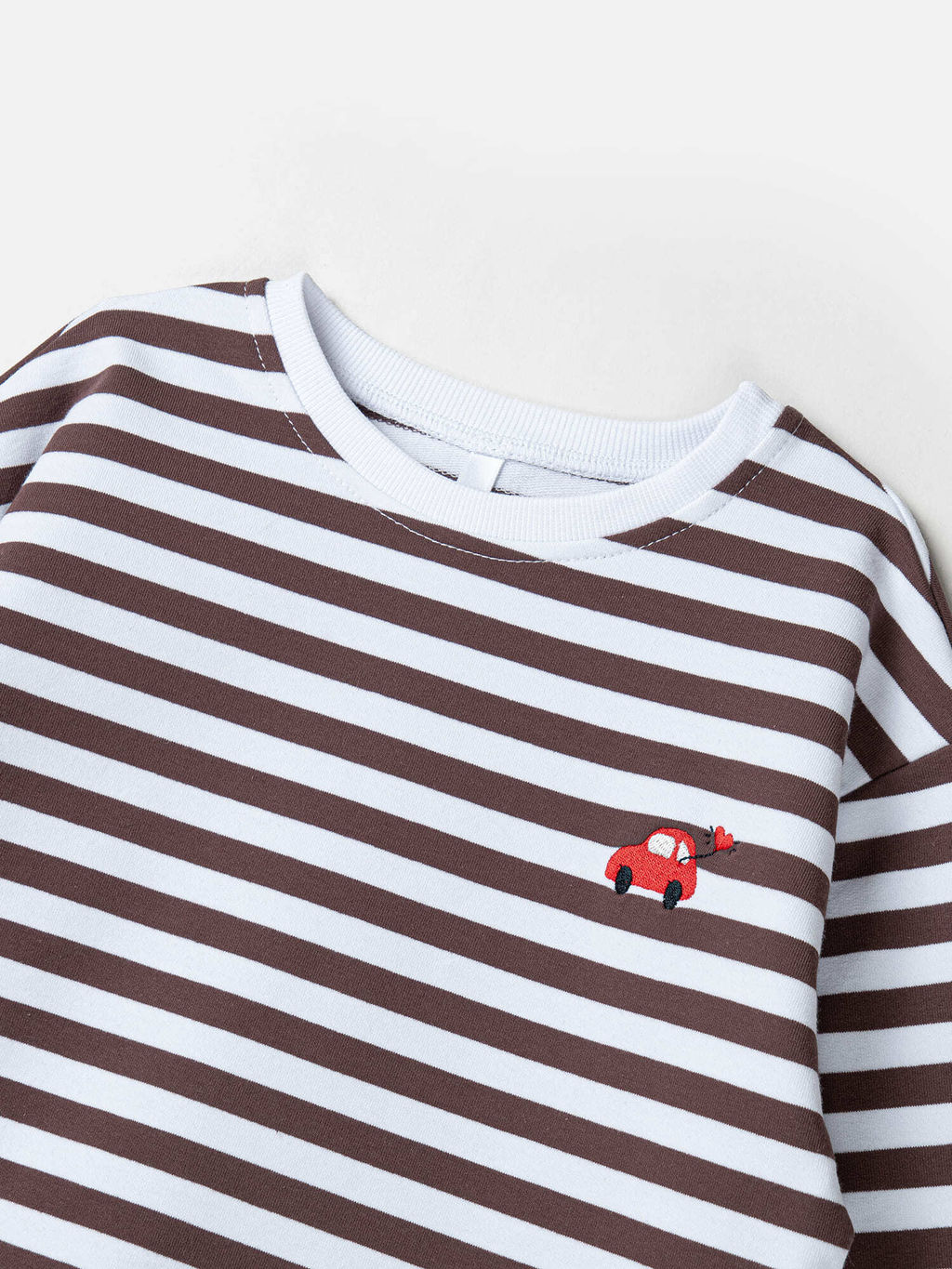 Лонгслив Полоска Шоколад с вышивкой - Bungly фото 4