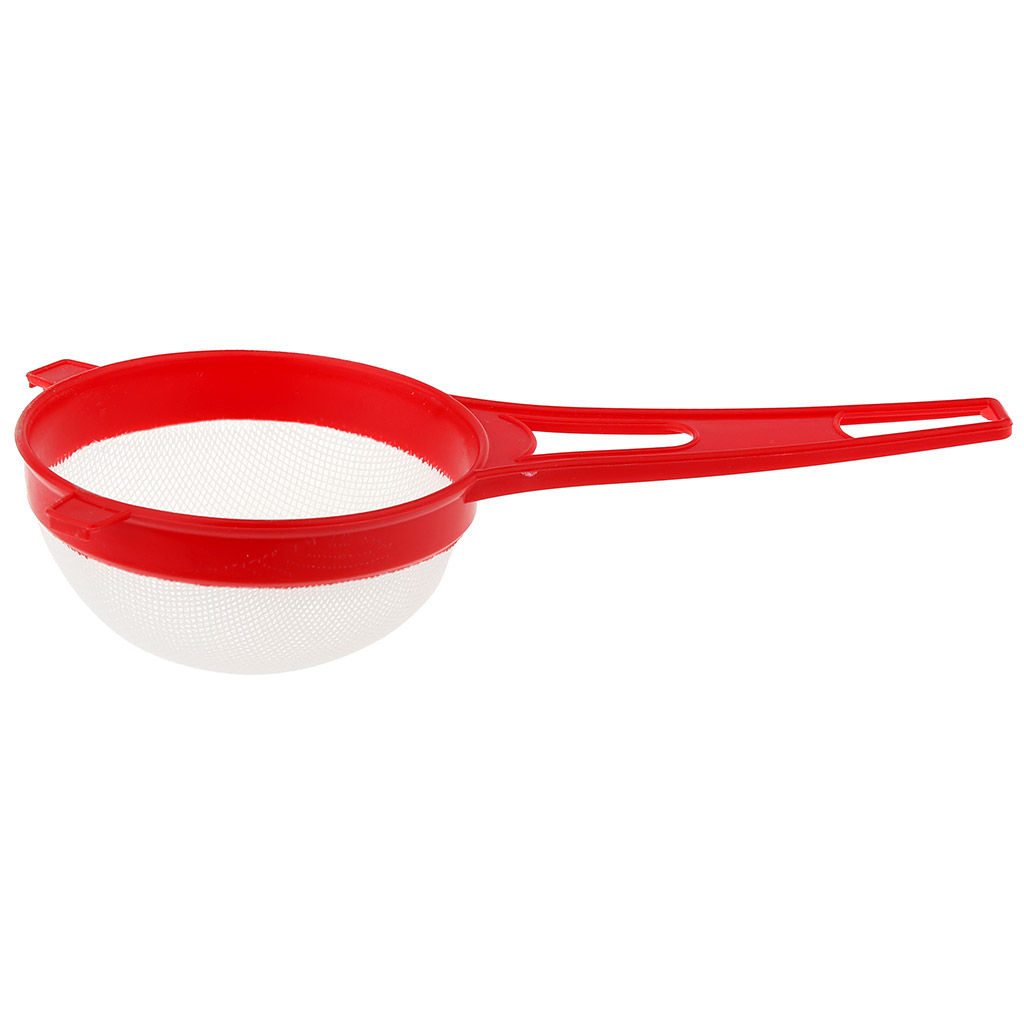 Сито пластмассовое Колорит д8,5см, h4,7см, с ручкой, 2 держателя, цвета в ассортименте: зеленый, красный, синий, желтый (18,5х8,5х4,7см) (Китай)