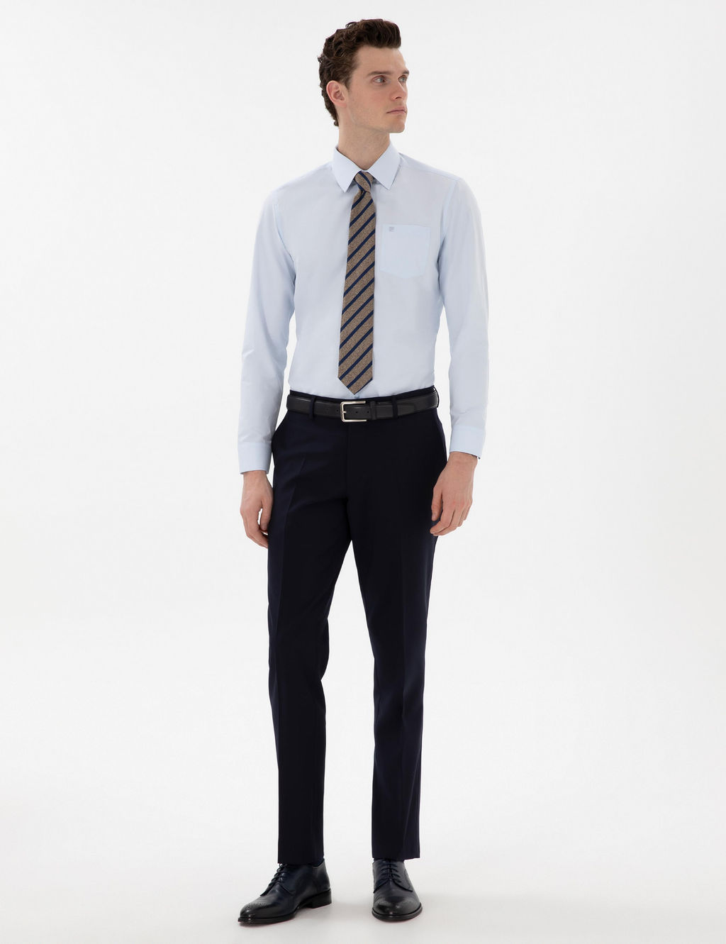 A__k Mavi Regular Fit Uzun Kollu Basic G_mlek