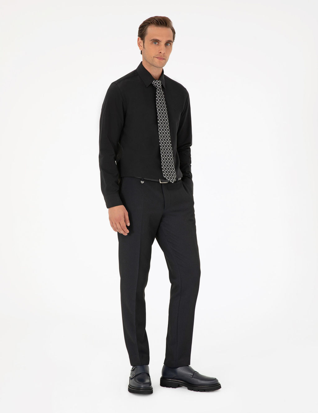 Siyah Slim Fit Uzun Kollu Basic G_mlek