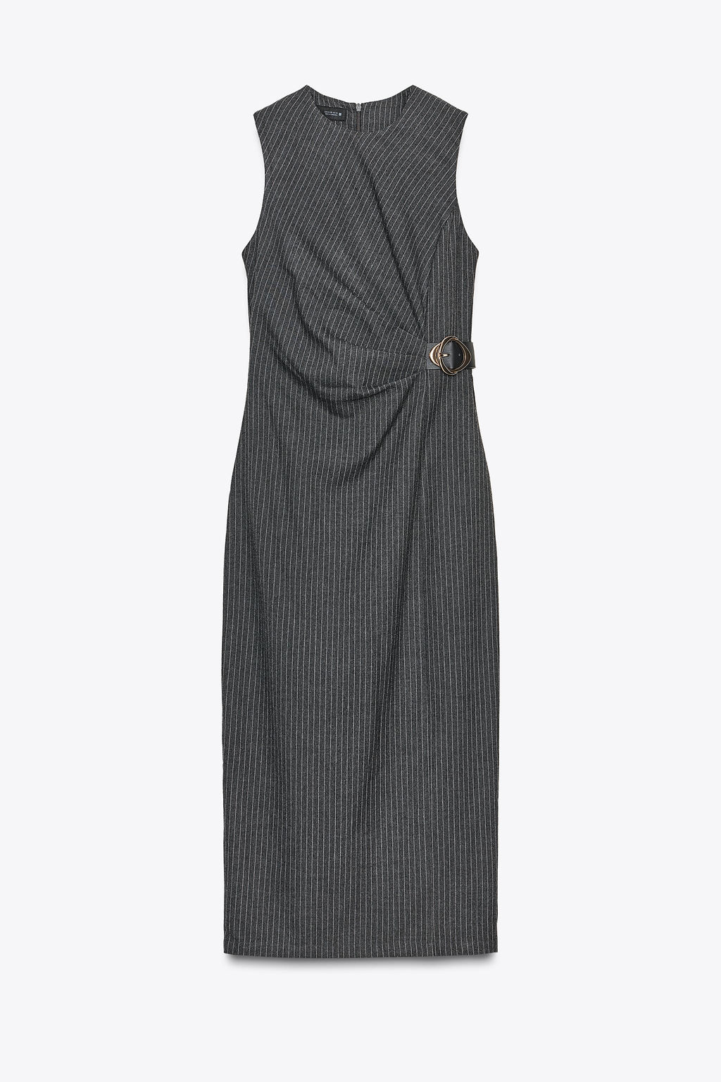 STRIPED MIDI DRESS WITH BUCKLE - Zara фото 5