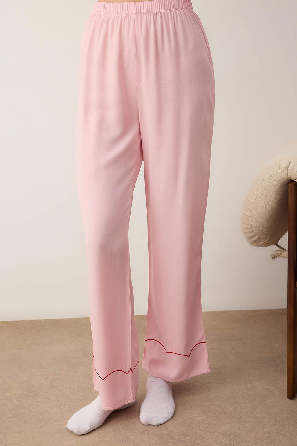 Pembe Duz Shally Dokuma Pijama Tak?m? THMAW26PT00169 - Trendyolmilla фото 3