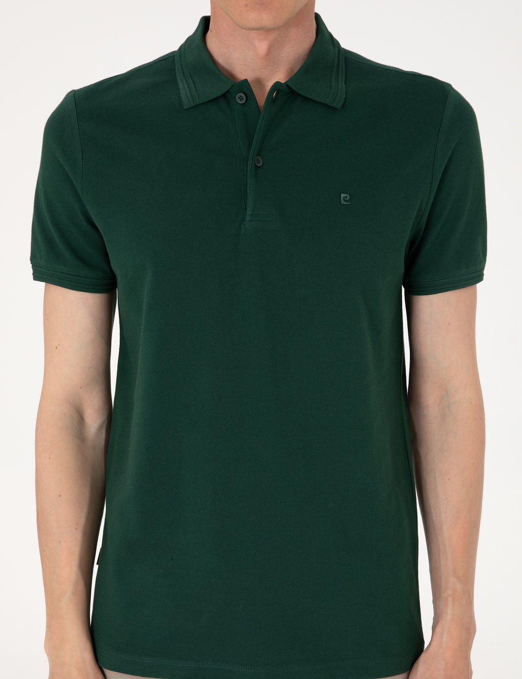 Koyu Ye_il Slim Fit %100 Pamuk Polo Yaka Basic Ti__rt