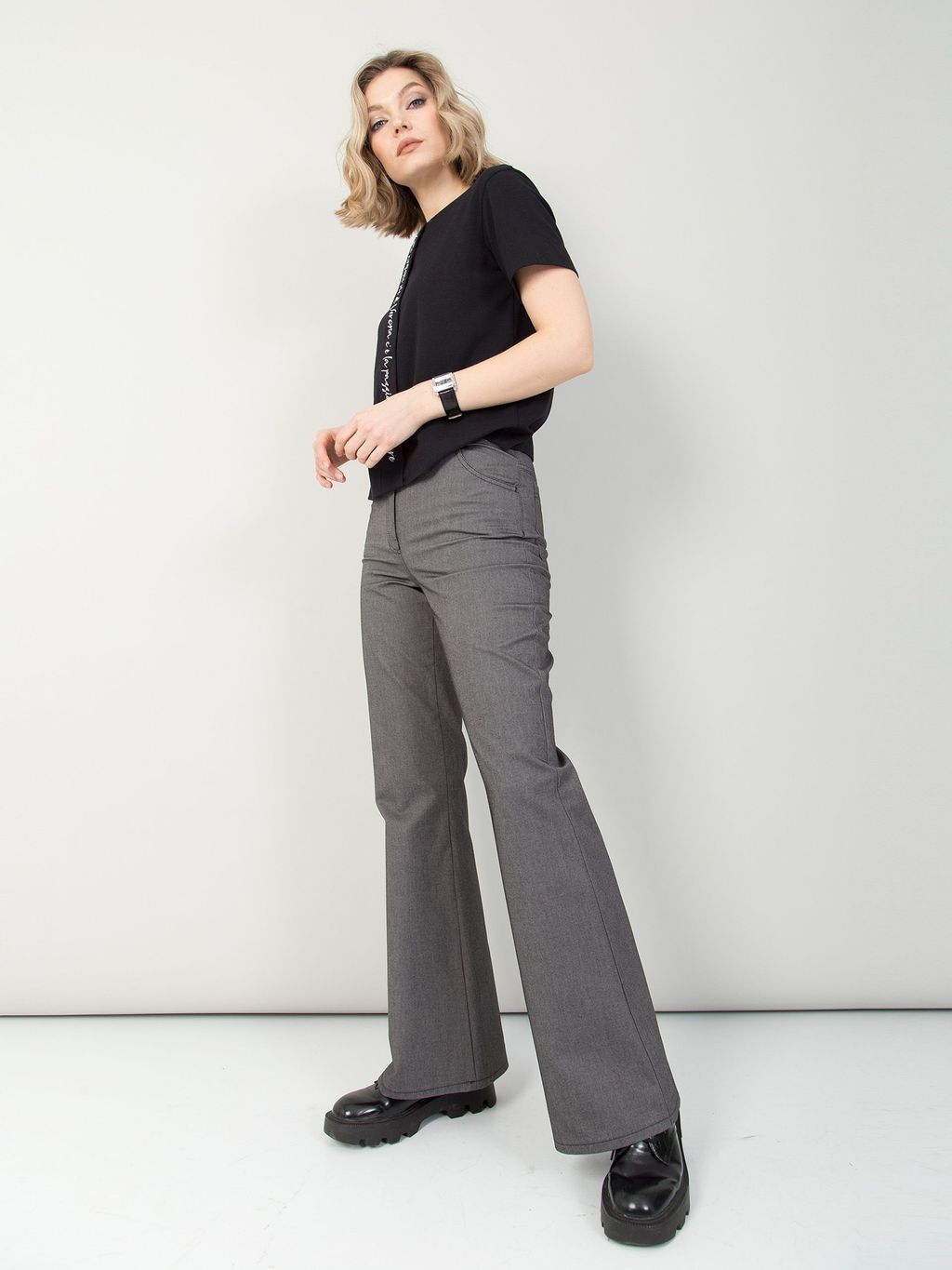 Брюки серые расклешенные - Stilla фото 2