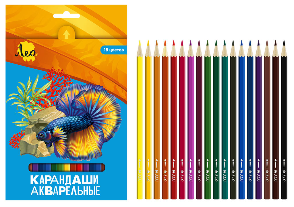Лео Ярко LBSWP-18 Набор акварельных карандашей заточенный 8 х 18 цв