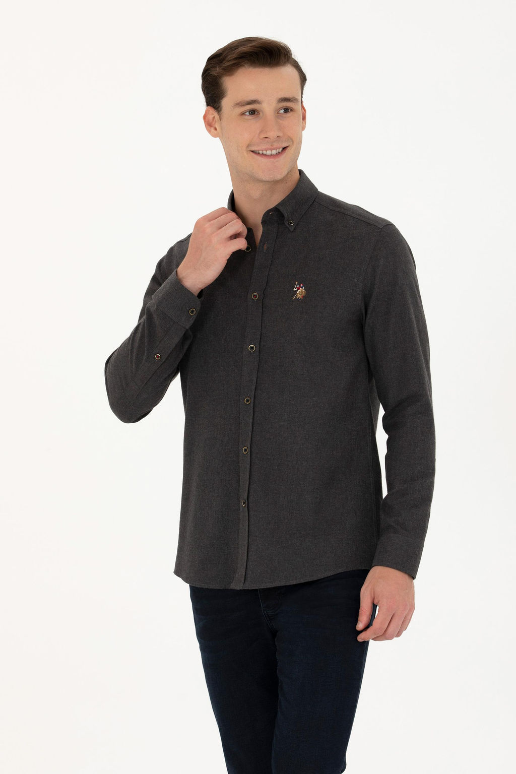 U. S. Polo Assn / Мужская черная базовая рубашка с длинным рукавом - U.s. polo assn фото 15