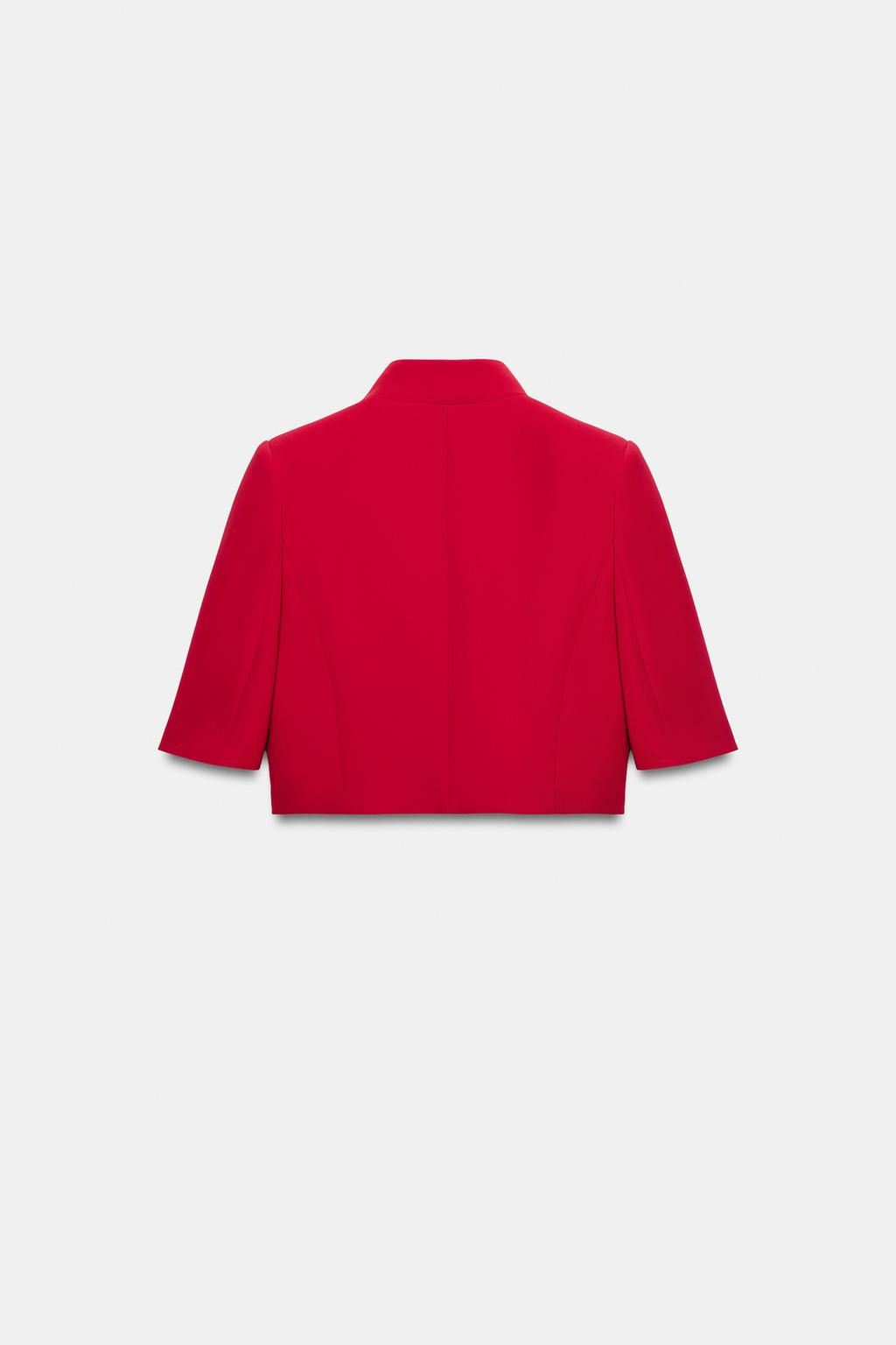 BLAZER CROPPED MANGA CORTA ZW COLLECTION / Rojo - Zara фото 13