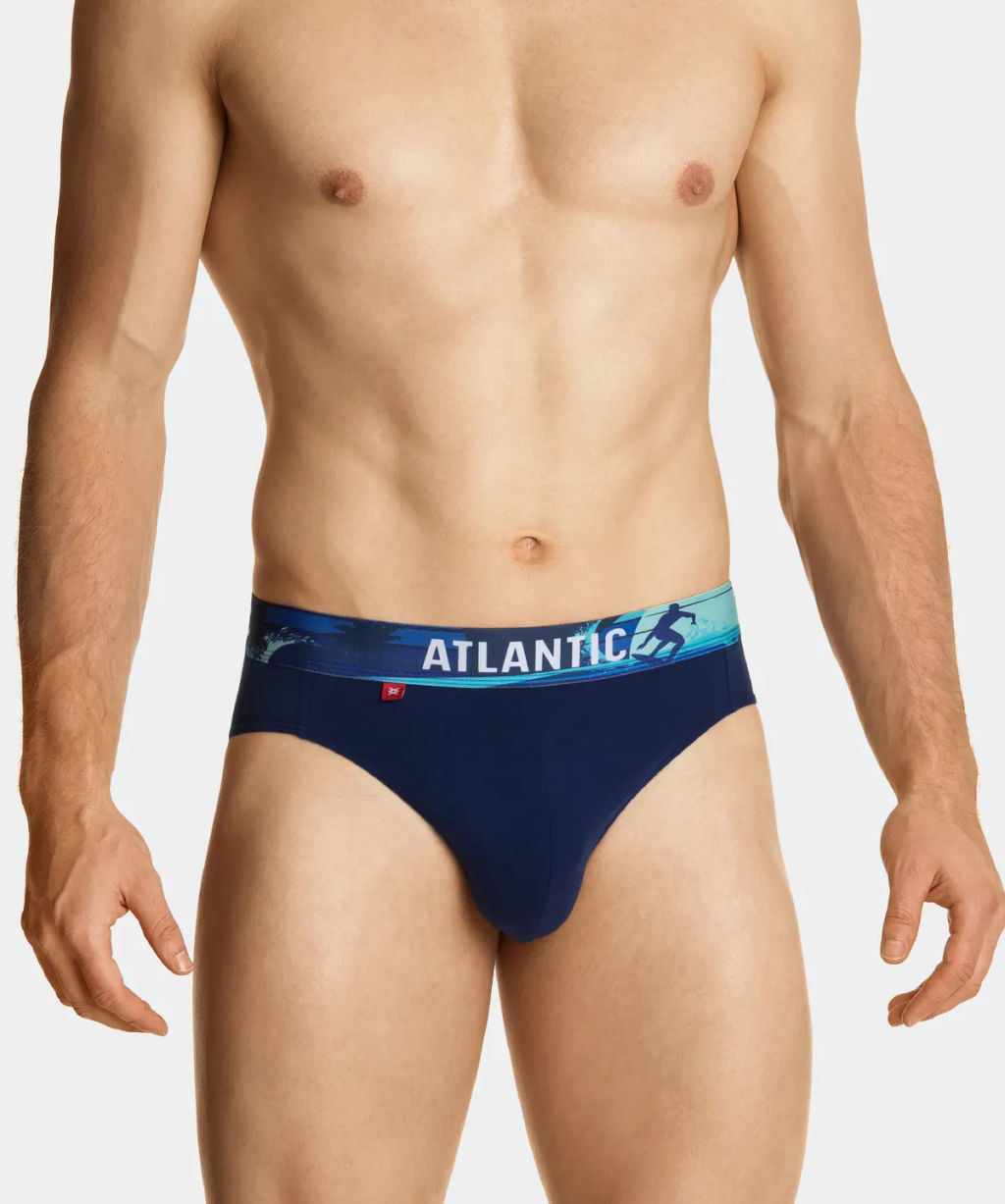 3MP-144 Трусы спорт Print Elastic - набор 3 шт. темно-синий + темно-голубой + голубой - Atlantic фото 6